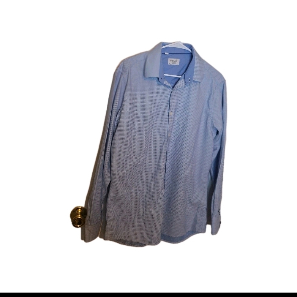 Duchamp London Sky Blue Tailored Fit  Long Sleeve Men's Shirt. Size XL